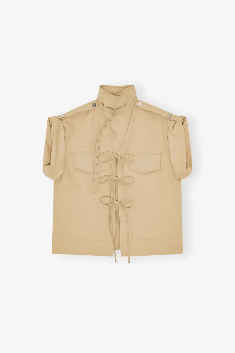 Beigefarbene Bluse aus Stretch-Baumwolle
