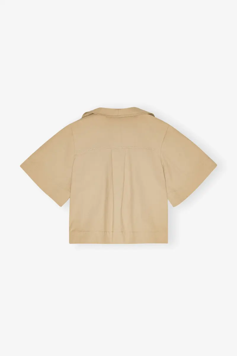 Beigefarbene Bluse aus Stretch-Baumwolle Beigefarbene Bluse aus Stretch-Baumwolle