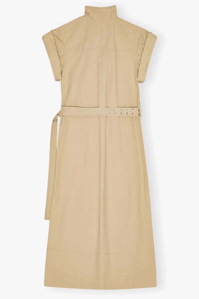 Beiges Stretch-Baumwollkleid