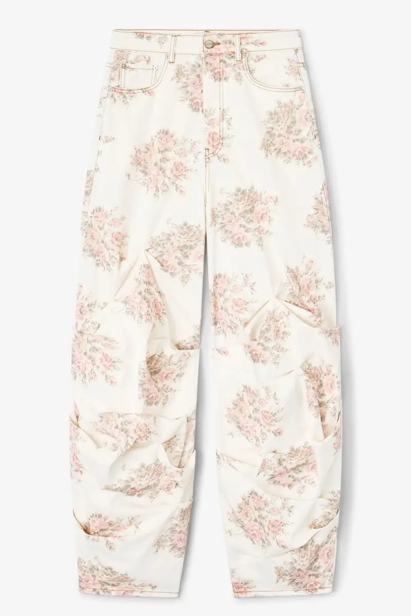 Drapierte Jeans mit Blumenprint Drapierte Jeans mit Blumenprint