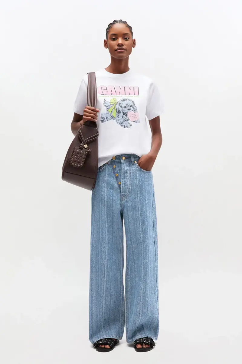 Gestreifte Baggy-Jeans