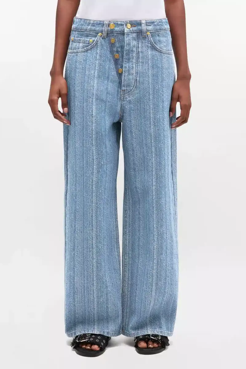 Gestreifte Baggy-Jeans