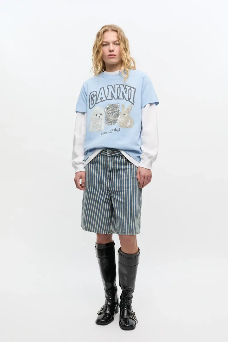 gestreifte denim shorts 1 - Gestreifte Denim-Shorts