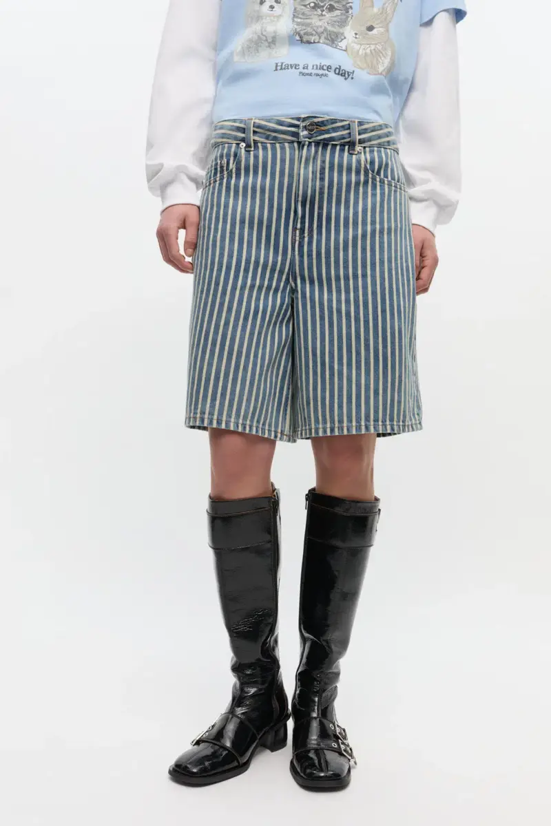 gestreifte denim shorts 2 - Gestreifte Denim-Shorts