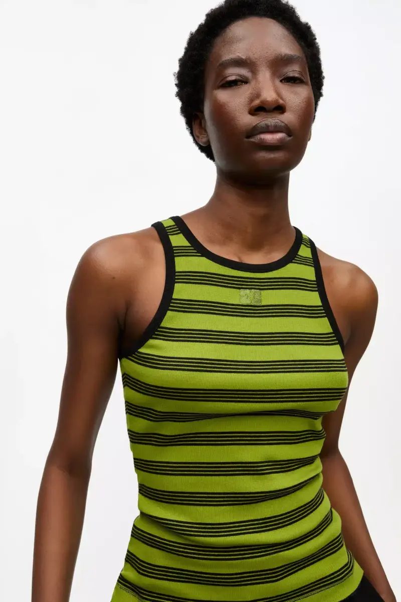 Gestreiftes Tanktop aus weicher Baumwollrippe Gestreiftes Tanktop aus weicher Baumwollrippe
