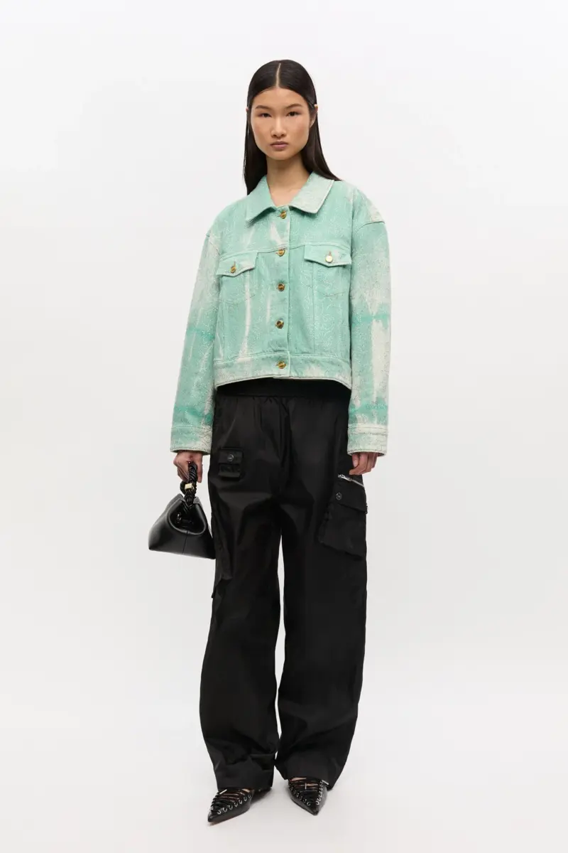 Grün gewaschene Jeansjacke