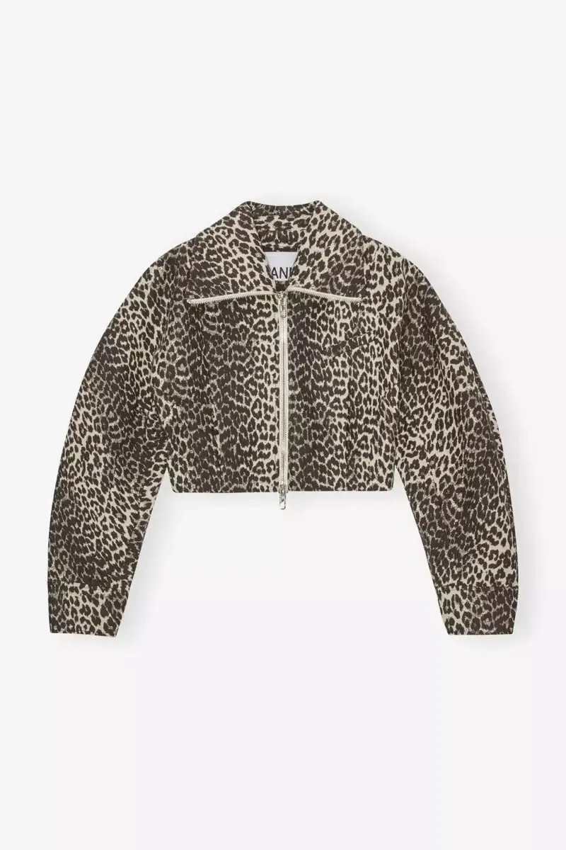 Kurze Jacke mit Leopardenmuster und geschwungenen Ärmeln Kurze Jacke mit Leopardenmuster und geschwungenen Ärmeln