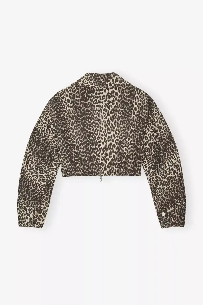 Kurze Jacke mit Leopardenmuster und geschwungenen Ärmeln Kurze Jacke mit Leopardenmuster und geschwungenen Ärmeln