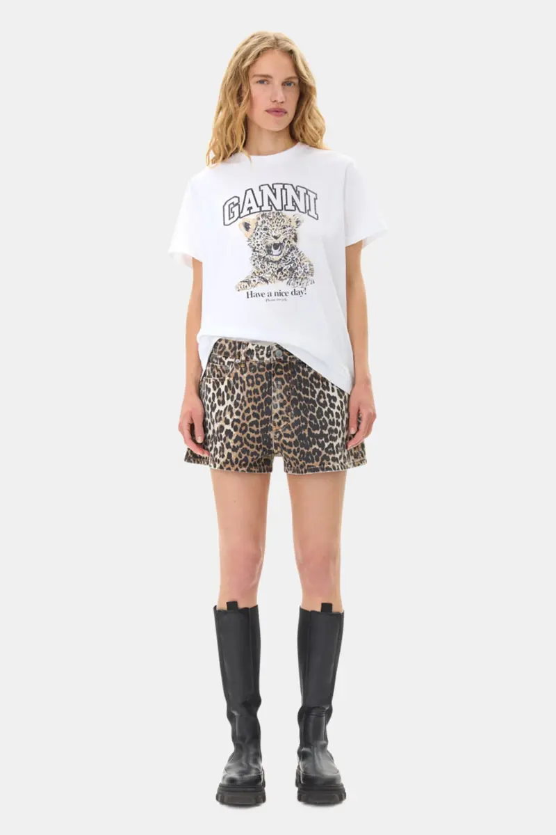 Leopard-Denim-Shorts