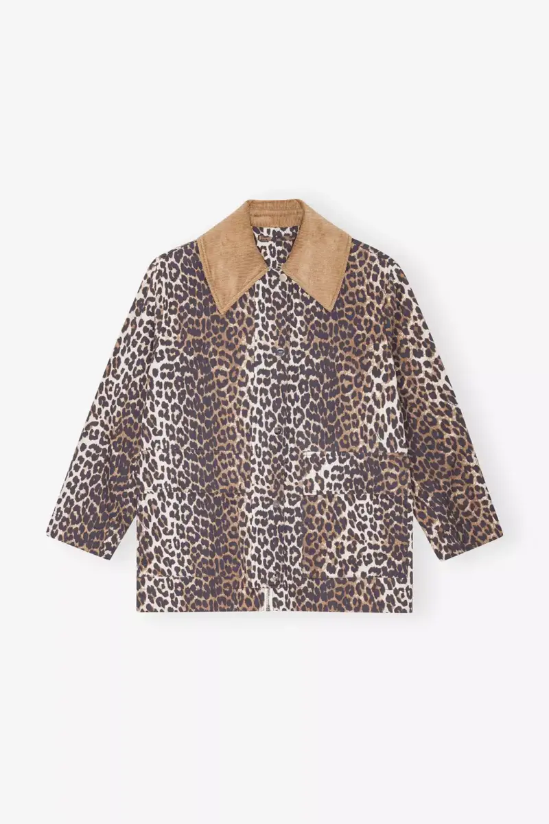 Midi-Jacke aus Canvas mit Leopardenprint Midi-Jacke aus Canvas mit Leopardenprint