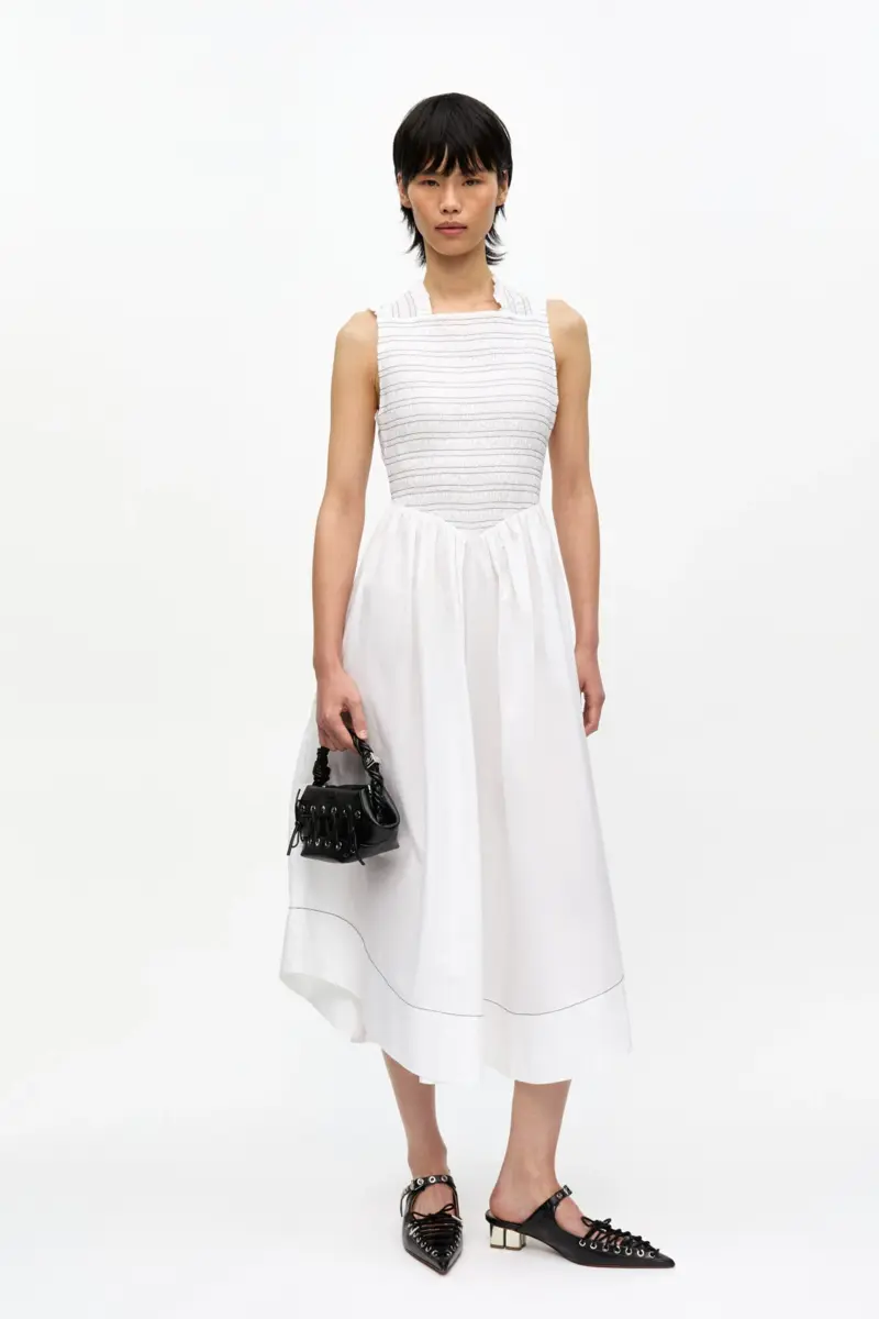 Midi-Kleid aus gewaschener Stretch-Baumwolle