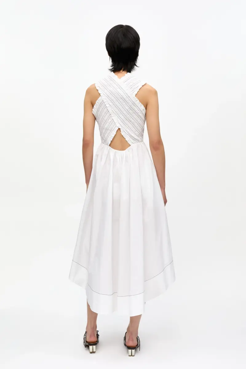 Midi-Kleid aus gewaschener Stretch-Baumwolle