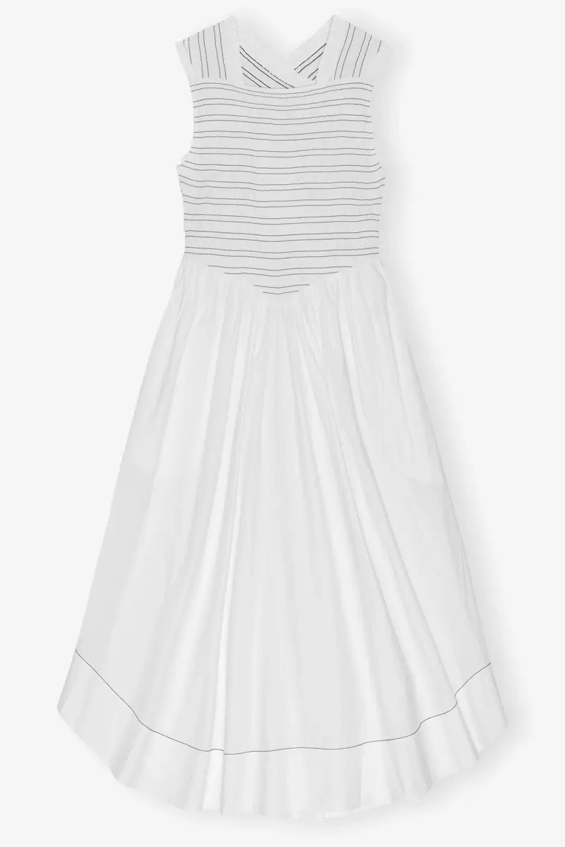 Midi-Kleid aus gewaschener Stretch-Baumwolle Midi-Kleid aus gewaschener Stretch-Baumwolle
