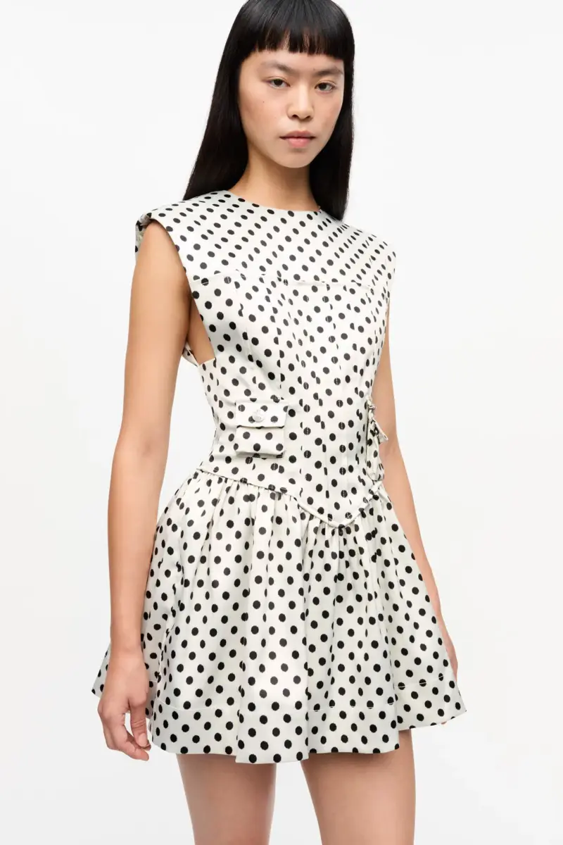Mini-Korsettkleid aus Satin mit Polka-Dots Mini-Korsettkleid aus Satin mit Polka-Dots