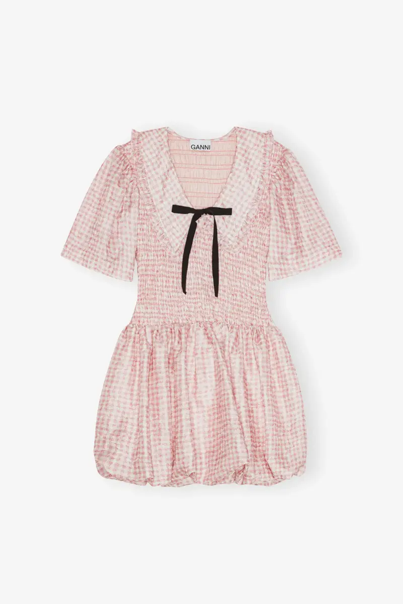 Rosa Smock-Kleid mit Karomuster