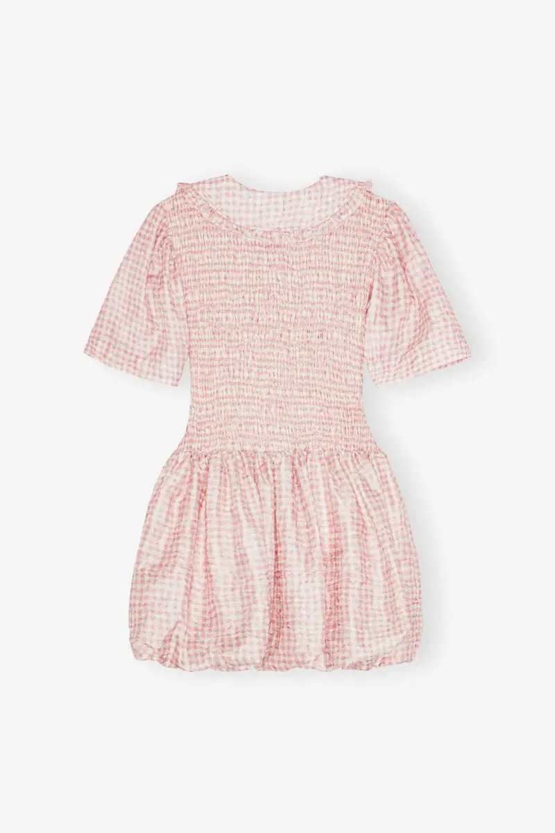 Rosa Smock-Kleid mit Karomuster