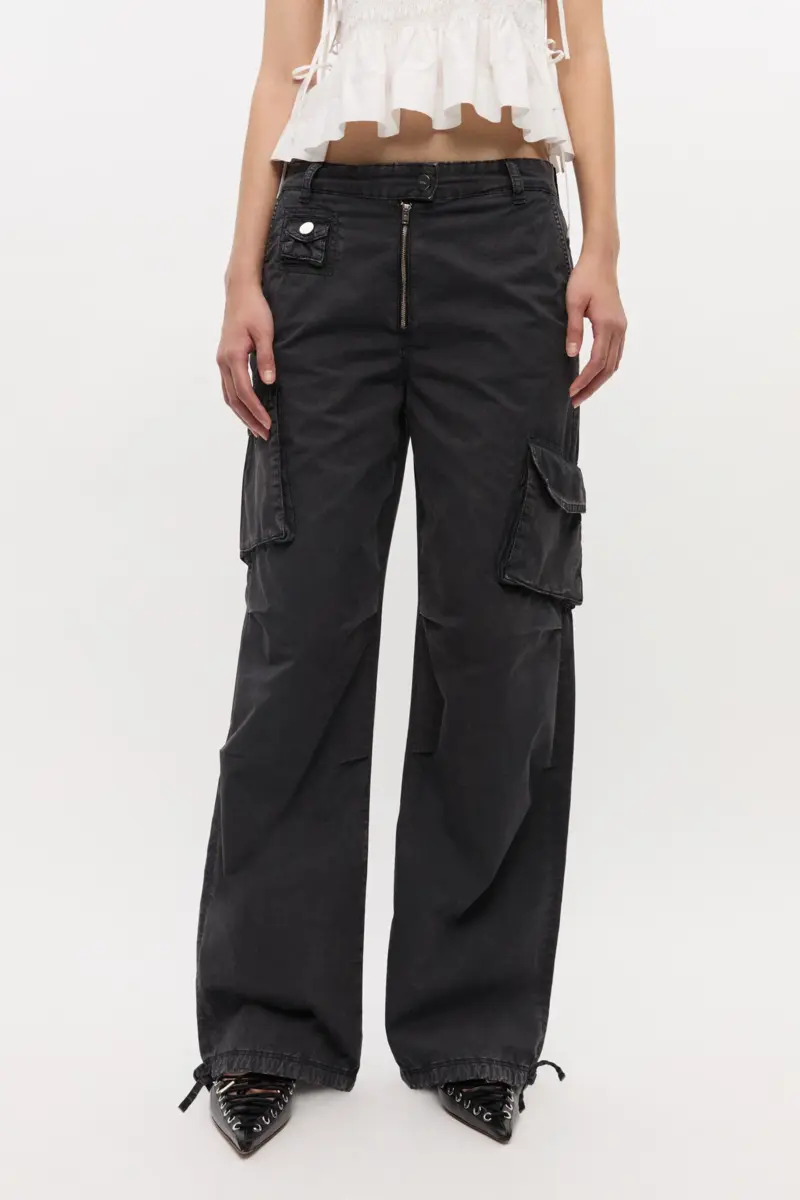 Schwarz gewaschene Twill-Hose Schwarz gewaschene Twill-Hose