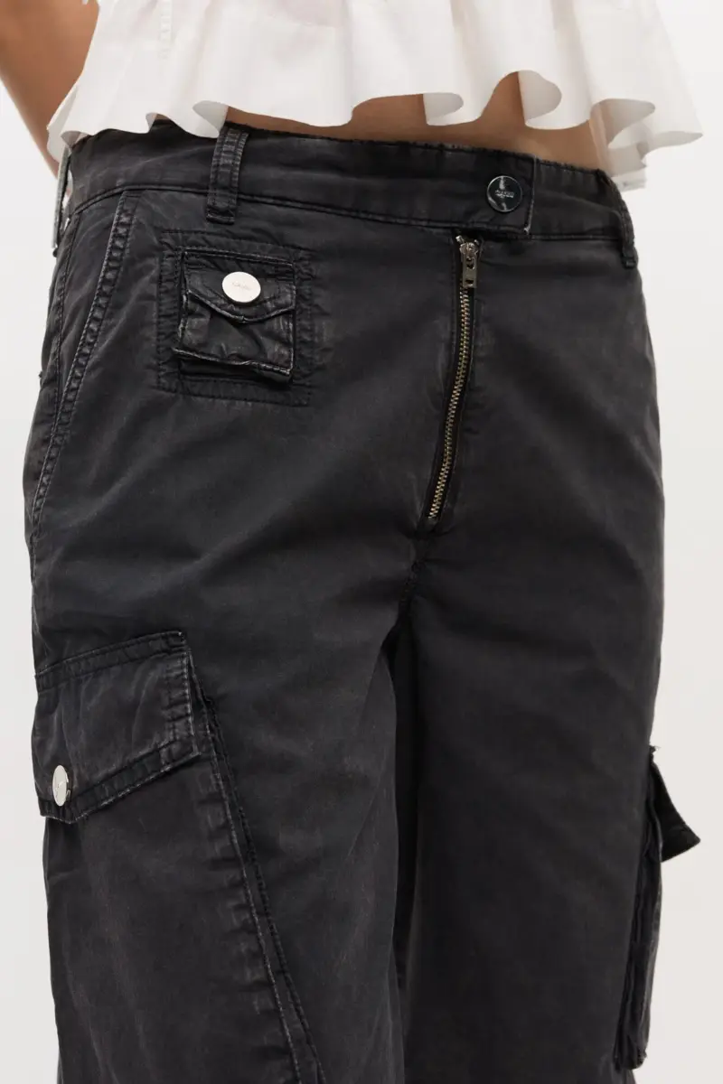 Schwarz gewaschene Twill-Hose Schwarz gewaschene Twill-Hose