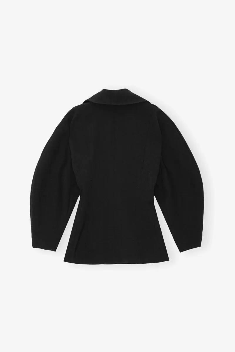Schwarze Jacke aus gebondeter Krepe mit geschwungenen Ärmeln Schwarze Jacke aus gebondeter Krepe mit geschwungenen Ärmeln