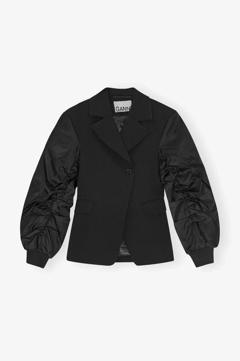 Schwarze Jacke aus gebondeter Kreppmischung Schwarze Jacke aus gebondeter Kreppmischung