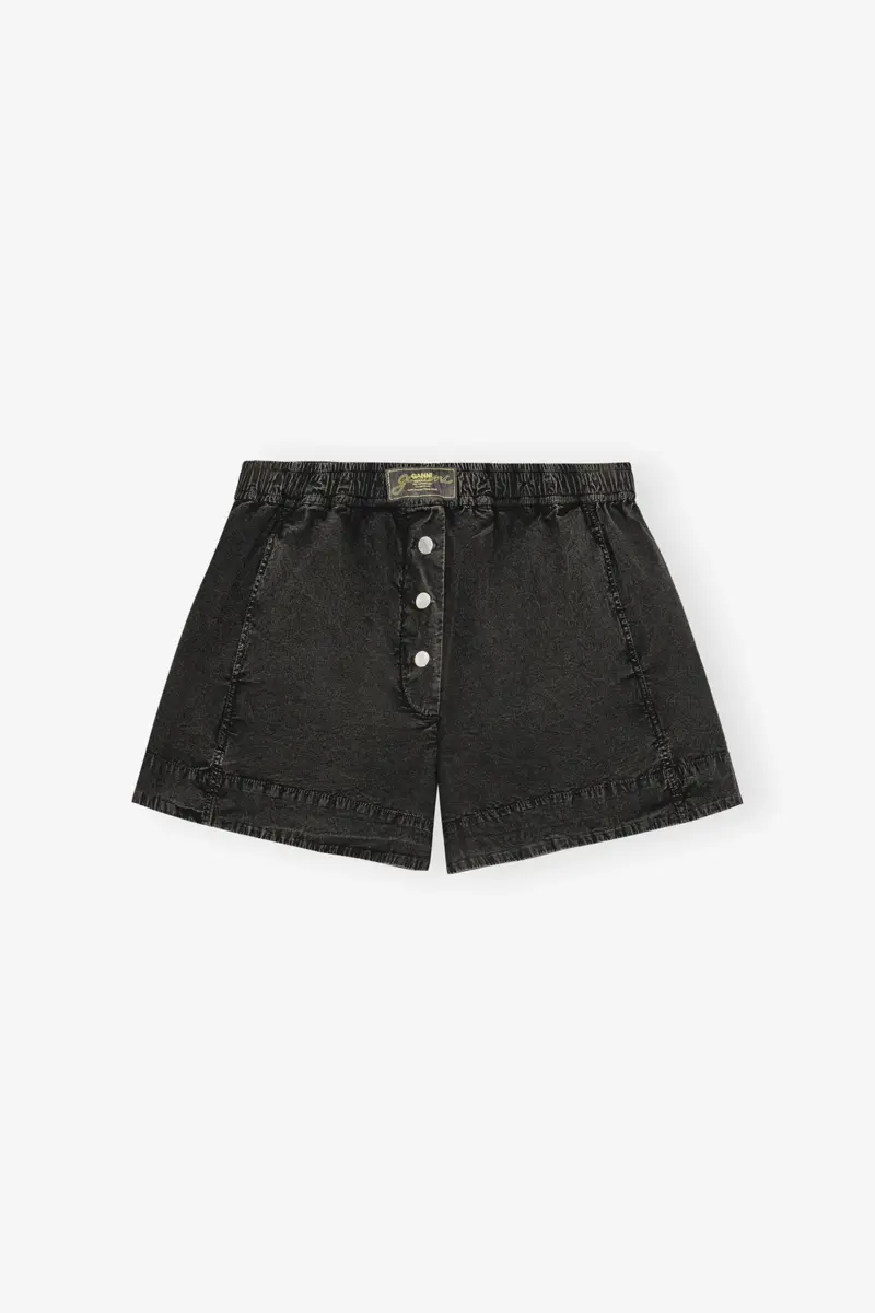 Schwarze Shorts aus gewaschener Baumwolle