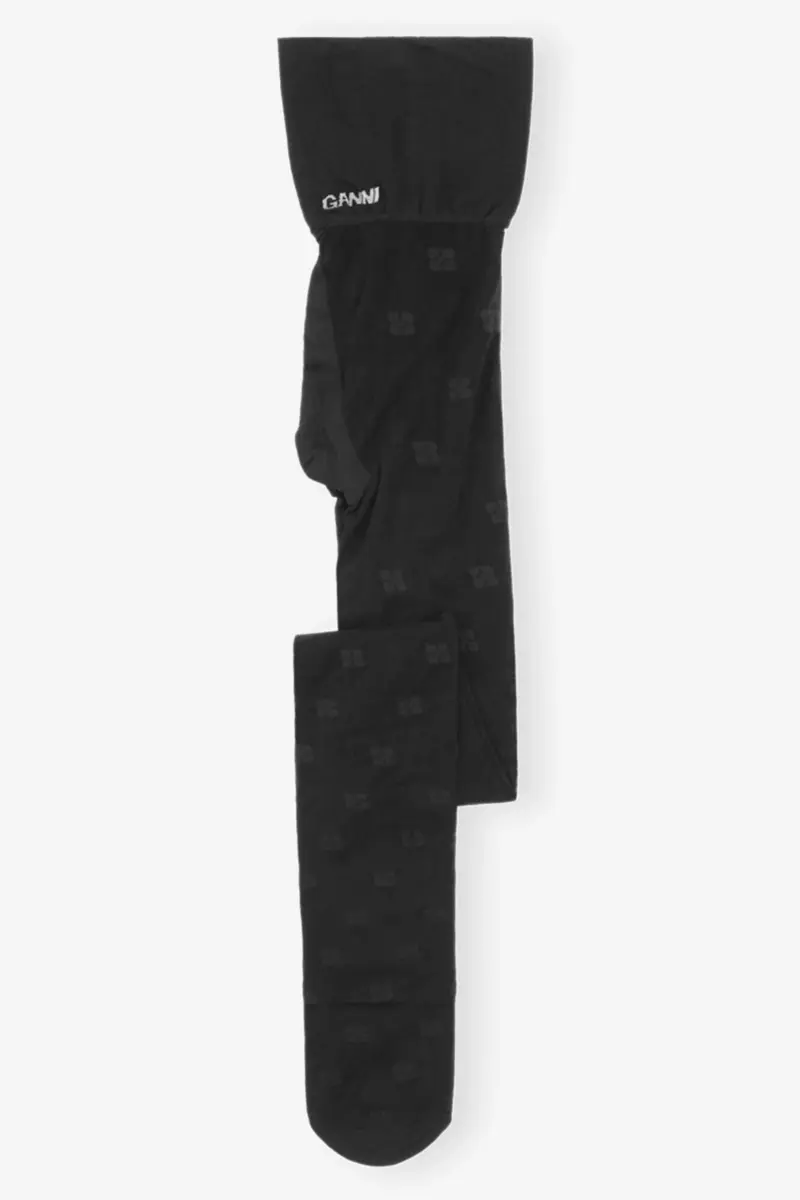 Schwarze Strumpfhose mit Schmetterlingsspitze