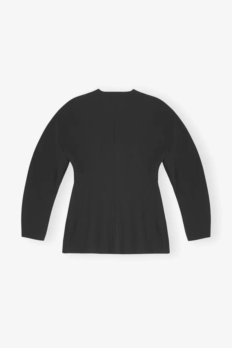 Schwarzer, taillierter, drapierter Melange-Blazer Schwarzer, taillierter, drapierter Melange-Blazer
