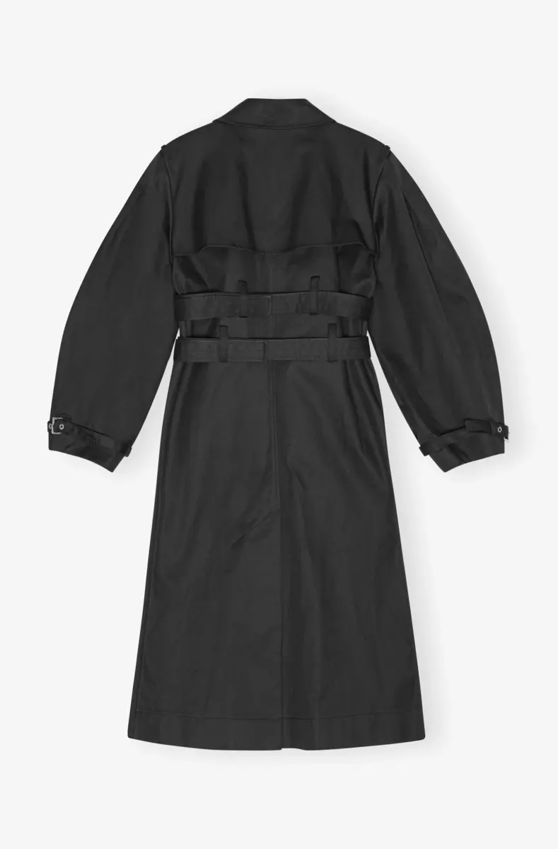 Schwarzer Trenchcoat aus gebondeter Baumwolle Schwarzer Trenchcoat aus gebondeter Baumwolle
