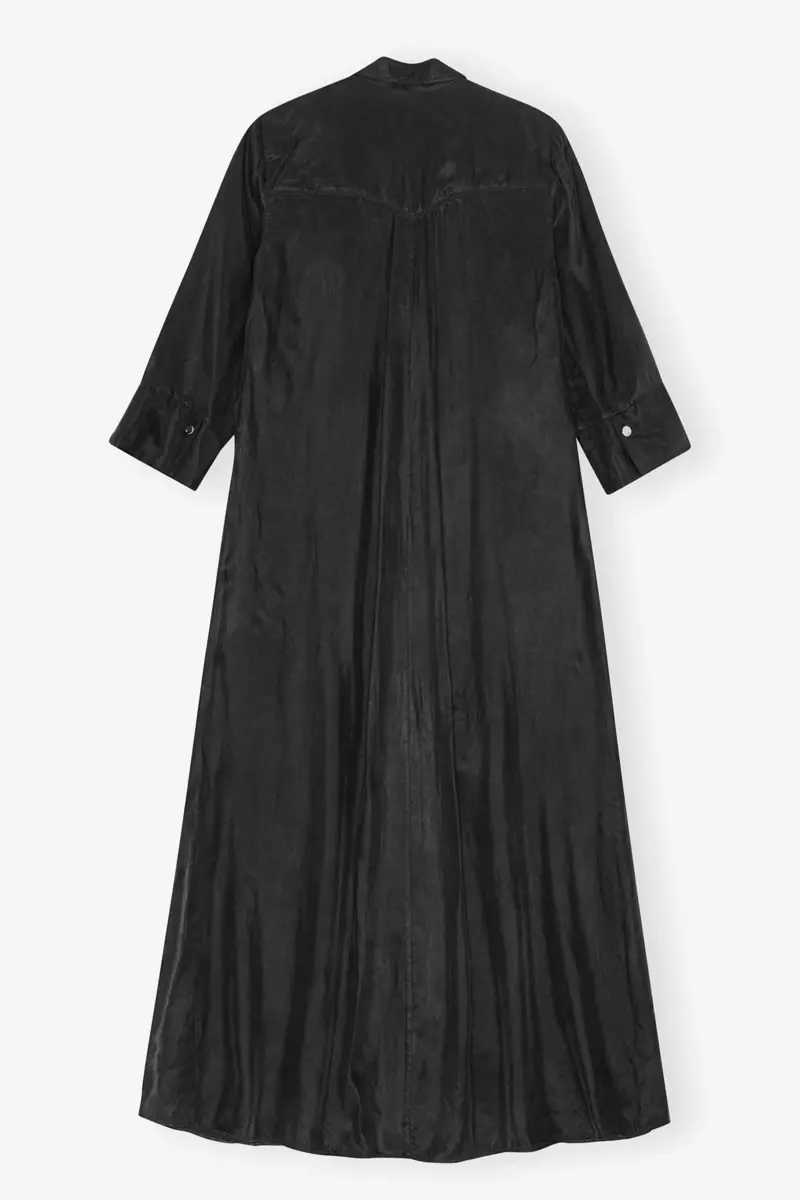 Schwarzes fließendes Cupro-Maxikleid Schwarzes fließendes Cupro-Maxikleid