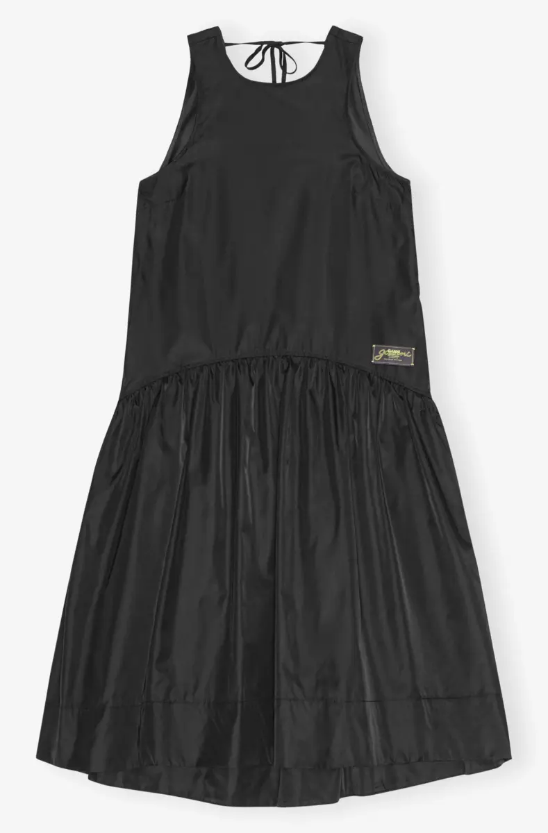 Schwarzes Midikleid aus Duchesse-Nylon Schwarzes Midikleid aus Duchesse-Nylon