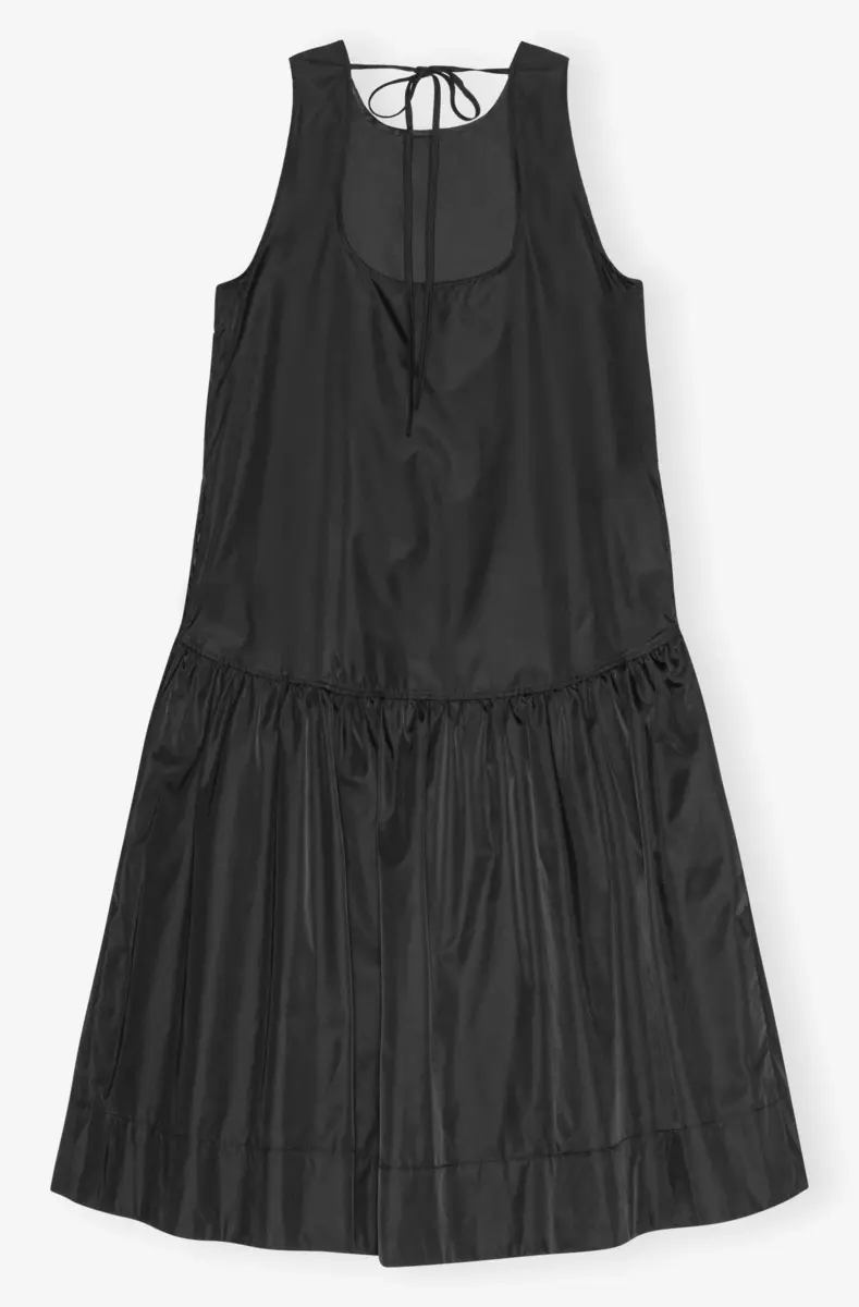 Schwarzes Midikleid aus Duchesse-Nylon Schwarzes Midikleid aus Duchesse-Nylon