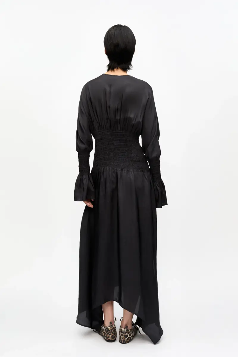 Schwarzes Midikleid aus Viskose-Habotai