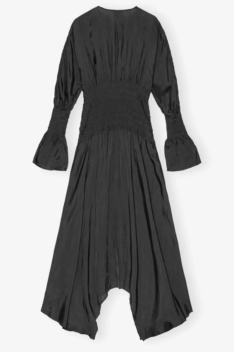 Schwarzes Midikleid aus Viskose-Habotai Schwarzes Midikleid aus Viskose-Habotai