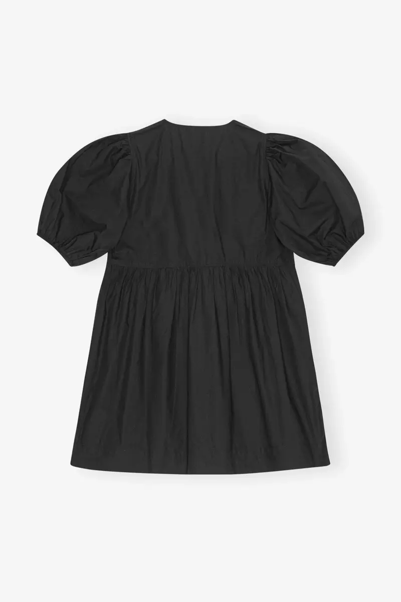 Schwarzes Minikleid aus Baumwollpopeline mit Bindeband Schwarzes Minikleid aus Baumwollpopeline mit Bindeband