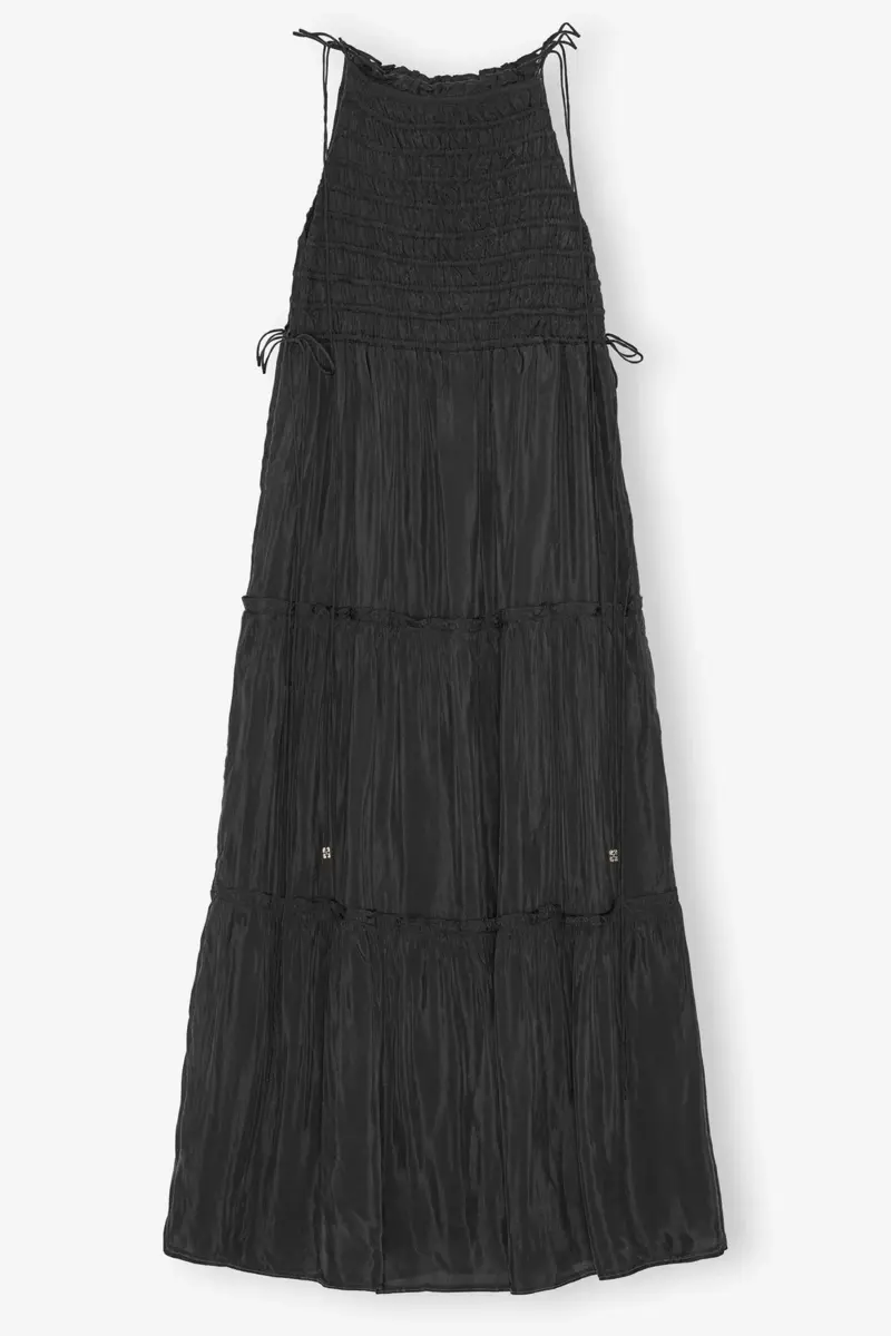 Schwarzes Smock-Kleid mit Bindeband Schwarzes Smock-Kleid mit Bindeband