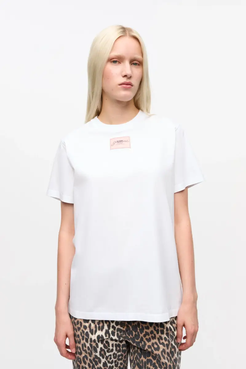 Weißes Basic-Jersey-T-Shirt in lockerer Passform