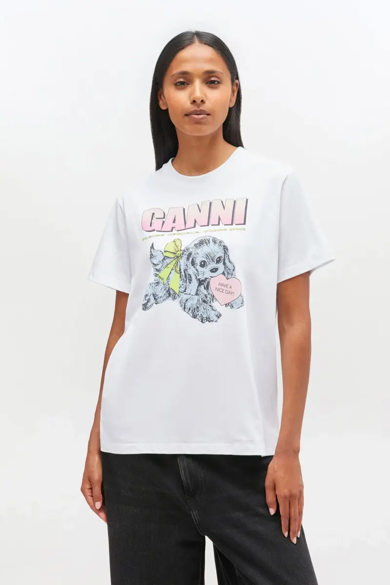 Weißes T-Shirt mit Welpenmotiv