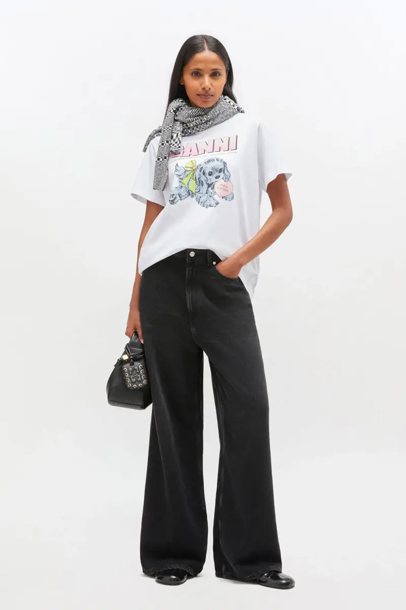 Weißes T-Shirt mit Welpenmotiv